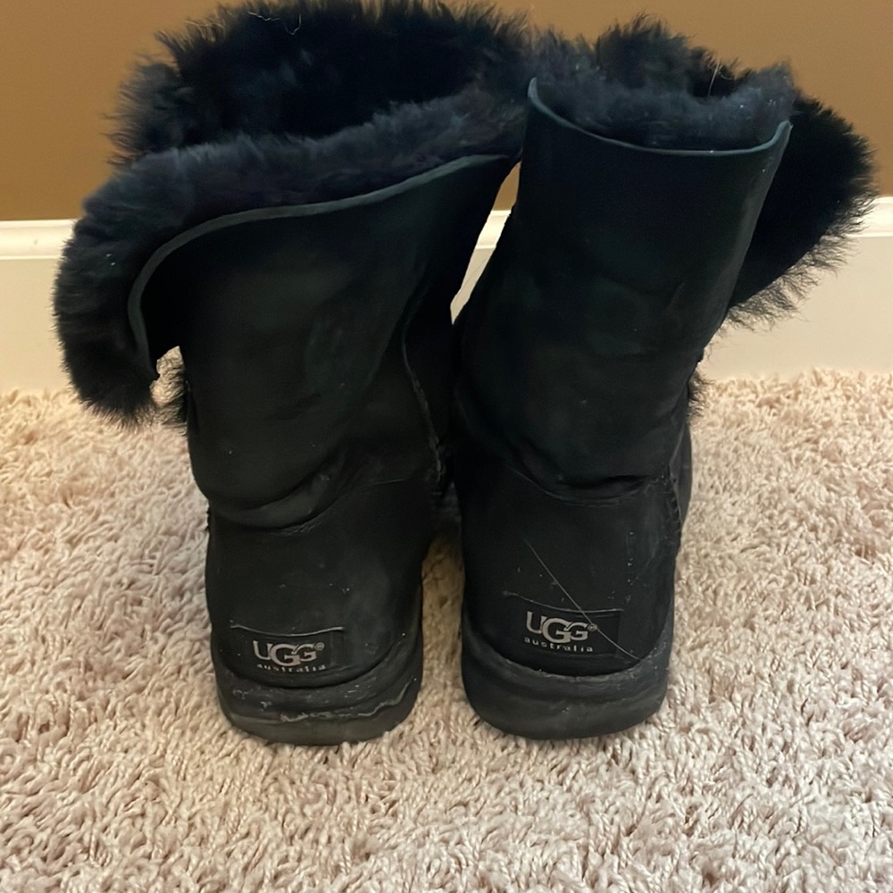 Ugg Boots. Black with side button.